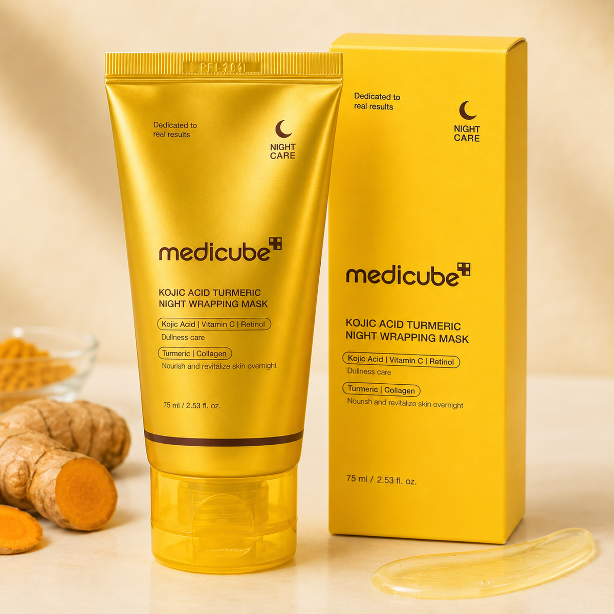 Medicube Kojic Acid Turmeric Night Wrapping Mask 75ml – Masque de Nuit Éclat & Anti-Taches