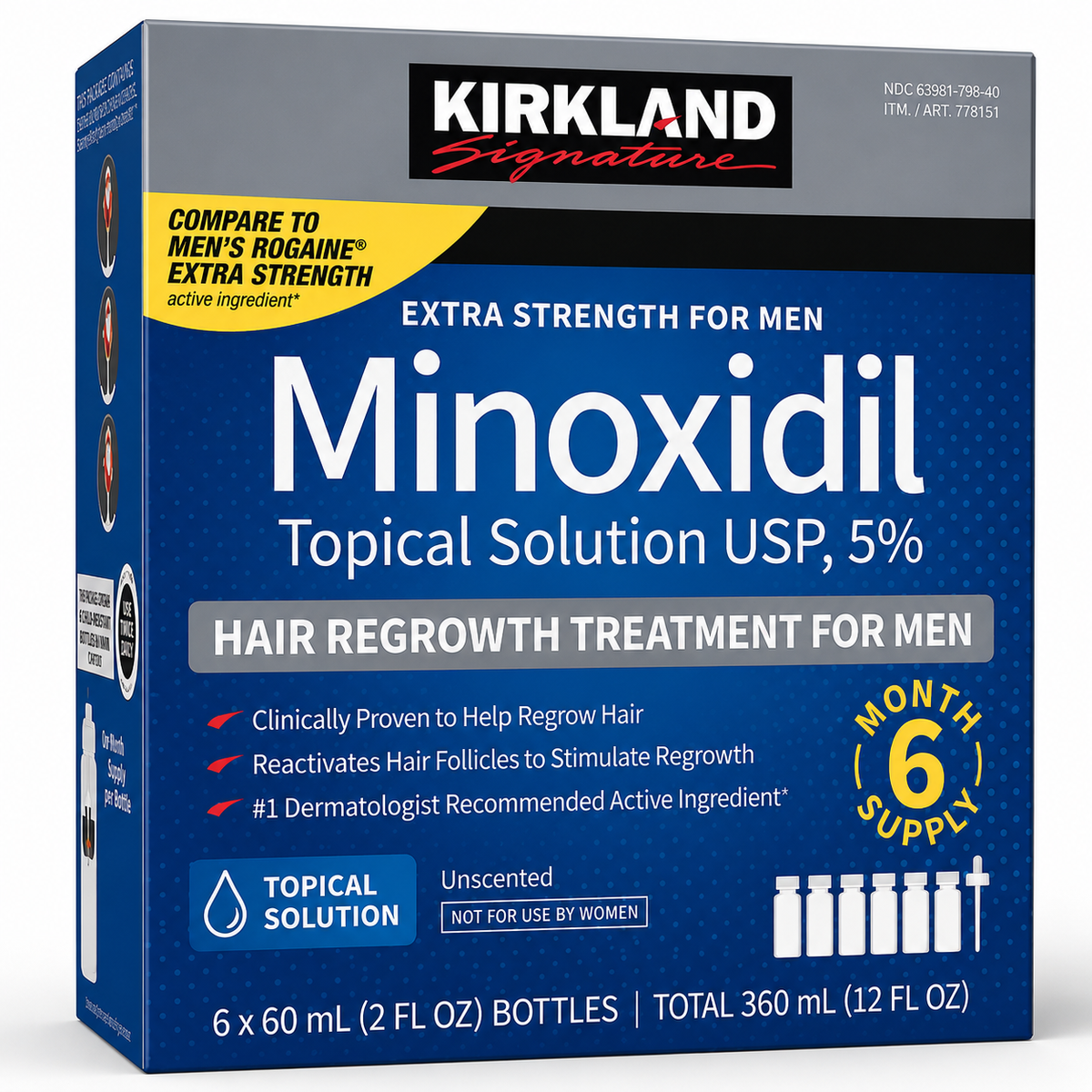 Kirkland Signature Minoxidil 5% – Traitement pour la Repousse des Cheveux
